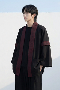 现货 春秋风蟒纹印花拼接男士道袍汉服 D3206-P78图片