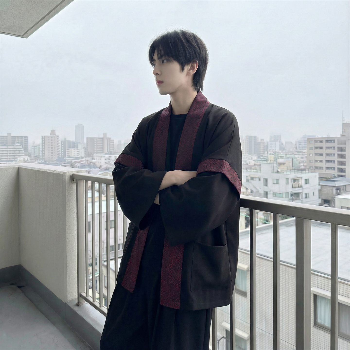 现货春秋风蟒纹印花拼接男士道袍汉服D3206-P78,男装民族服装,星座1017