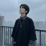 现货2026春款假两件卫衣衬衫领复古vibe格子美式外套A5613-P65，男装衬衫，星座1017