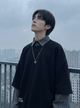 现货 2026春款假两件卫衣衬衫领复古vibe格子美式外套  A5613-P65