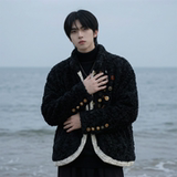 现货手工制扣古布保暖上衣设计感小众羊羔绒外套M7811-P128，男装棉衣，星座1017