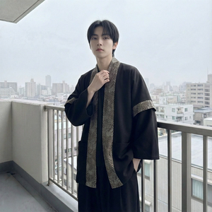 现货 春秋风蟒纹印花拼接男士道袍汉服 D3206-P78，男装民族服装，星座1017