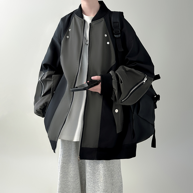 2025百搭撞色外套拼接棒球服夹克JK47244-P80，男装夹克，星座1017