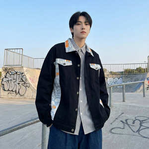 现货 2026春季痞帅拼接设计感翻领夹克高级感潮流外套 J24-P75，男装夹克，星座1017