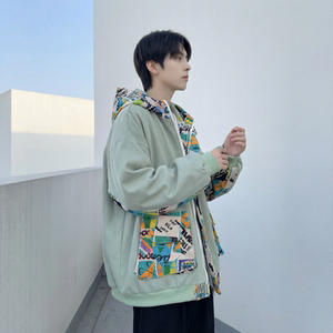 现货春款潮流涂鸦拼接夹克开衫连帽外套 WT23-P75 控96，男装夹克，星座1017