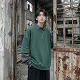 现货慵懒假两件衬衫领卫衣日系情侣碎花上衣A881-P65，男装衬衫，星座1017