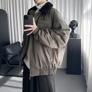 美式复古毛领棉服男冬季休闲加厚保暖派克服外套 M8718-P138图片