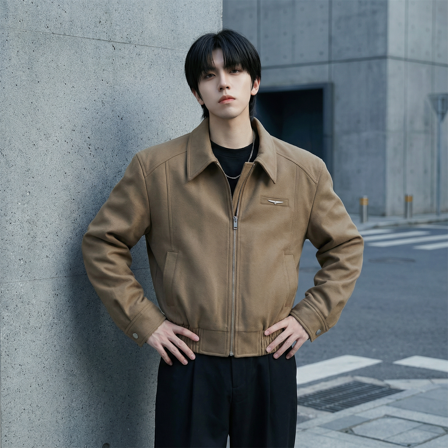 现货2025棒球领短款夹克高级感美式垫肩外套HJ7727-P90X149,男装夹克,星座1017