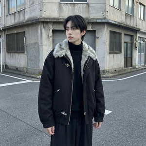 现货毛领复古（仿貂毛领）秋冬季座山雕夹克棉服外套男 Q664-P148图片