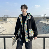 现货春款潮流涂鸦拼接夹克开衫连帽外套WT23-P75控96，男装夹克，星座1017