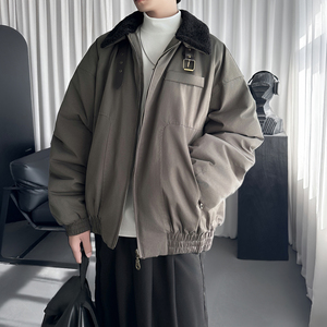 美式复古毛领棉服男冬季休闲加厚保暖派克服外套 M8718-P138图片