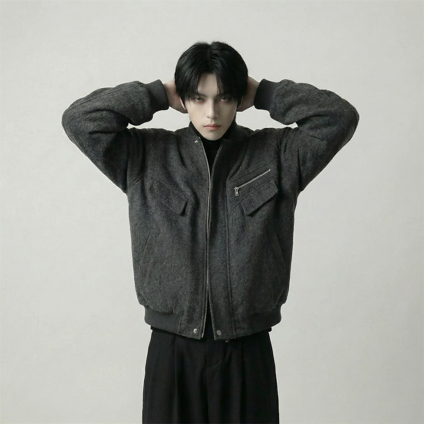 现货美式毛呢夹克棉服加厚高级痞帅夹棉棒球服短款外套Q955-P138，男装夹克，星座1017