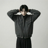 现货美式毛呢夹克棉服加厚高级痞帅夹棉棒球服短款外套Q955-P138，男装夹克，星座1017
