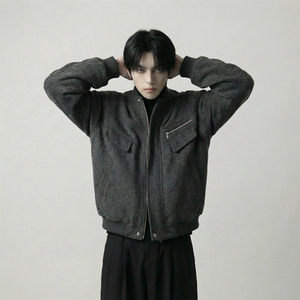 现货美式毛呢夹克棉服加厚高级痞帅夹棉棒球服短款外套 Q955-P138图片