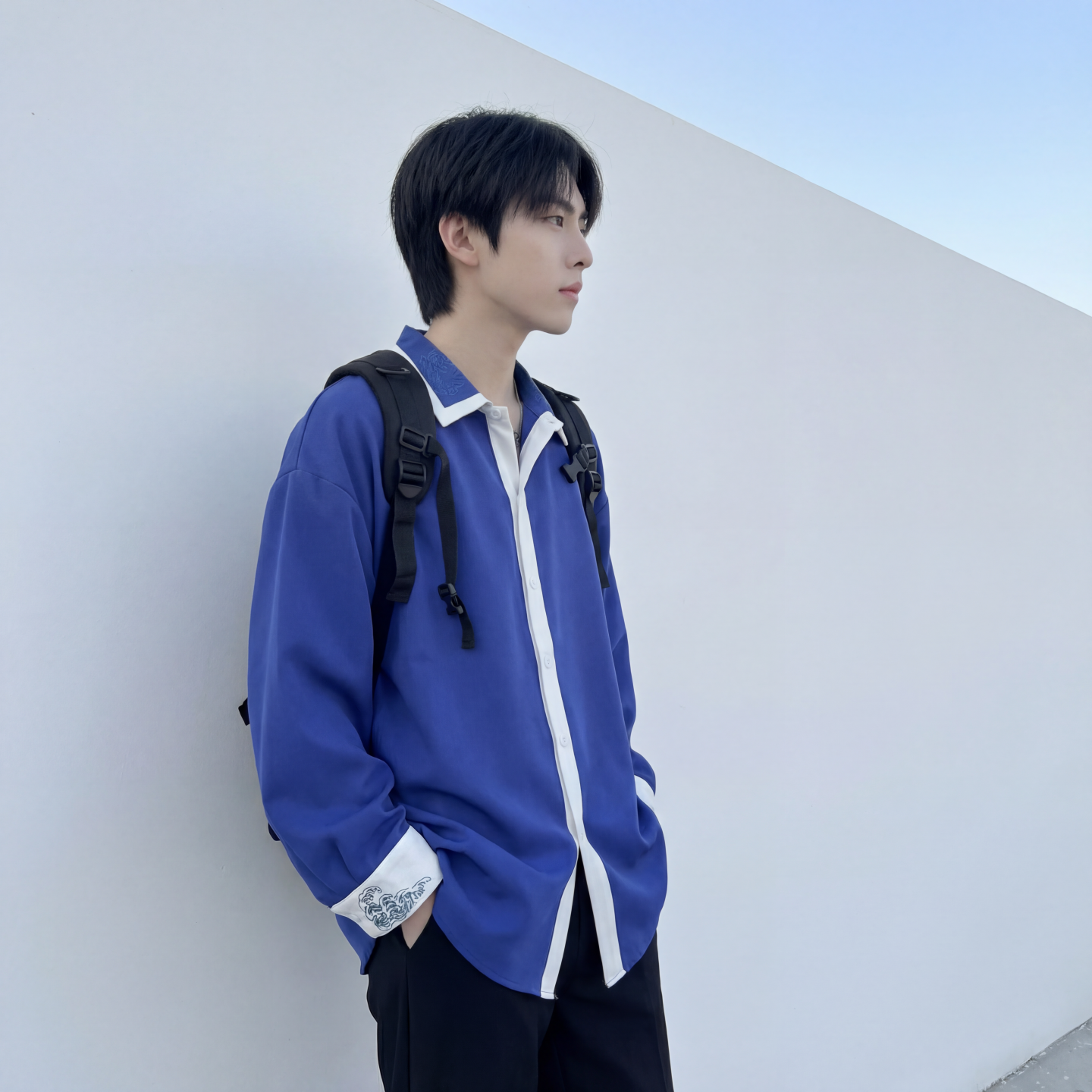现货潮衬衫小众刺绣长袖衬衣新中式情侣外套DY877-P68,男装衬衫,星座1017