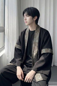 现货 春秋风蟒纹印花拼接男士道袍汉服 D3206-P78图片