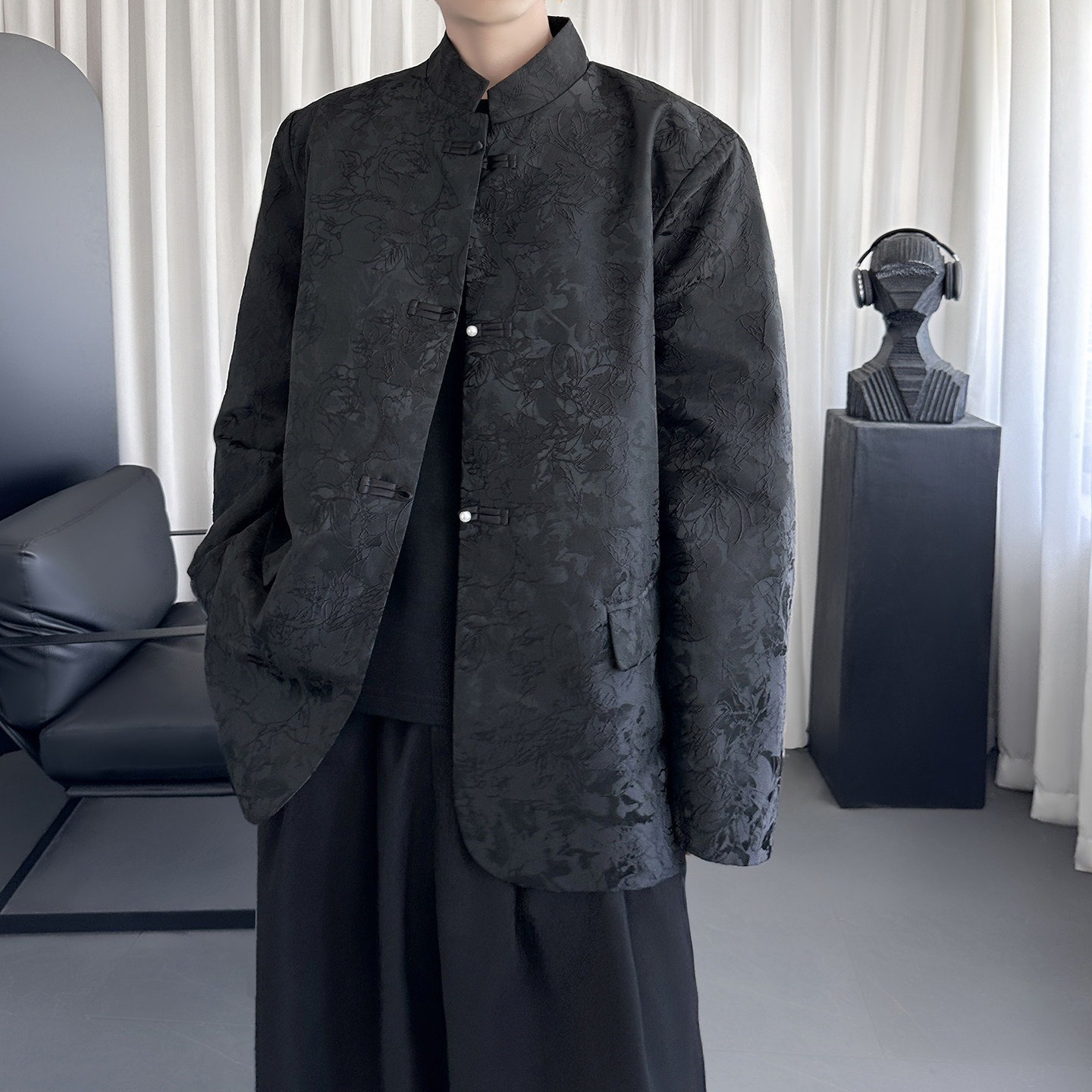 新中式提花盘扣西装外套男春秋中山装风休闲西服Y2012-P98,男装西服,星座1017