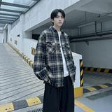 现货2026春复古美式格子长袖衬衫毛边宽松衬衣SC245-P58，男装衬衫，星座1017