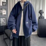 连帽开衫卫衣新款宽松慵懒风情侣格纹拼接休闲外套WY745-P70，男装卫衣，星座1017