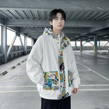 现货春款潮流涂鸦拼接夹克开衫连帽外套WT23-P75控96，男装夹克，星座1017