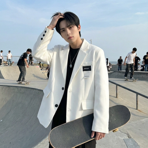 现货休闲西服男春秋宽松大码潮高级感痞帅外套西装 JK342-P98图片