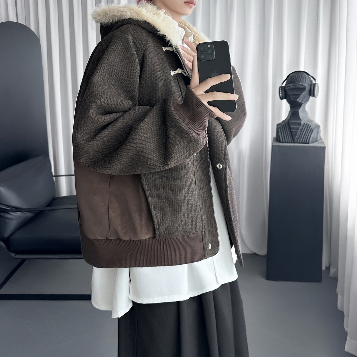 斜门襟牛角扣毛里新款座山雕毛呢外套W2029-P138,女装短外套,星座1017 斜门襟牛角扣毛里新款座山雕毛呢外套W2029-P138,女装短外套,星座1017