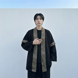 现货春秋风蟒纹印花拼接男士道袍汉服D3206-P78，男装民族服装，星座1017