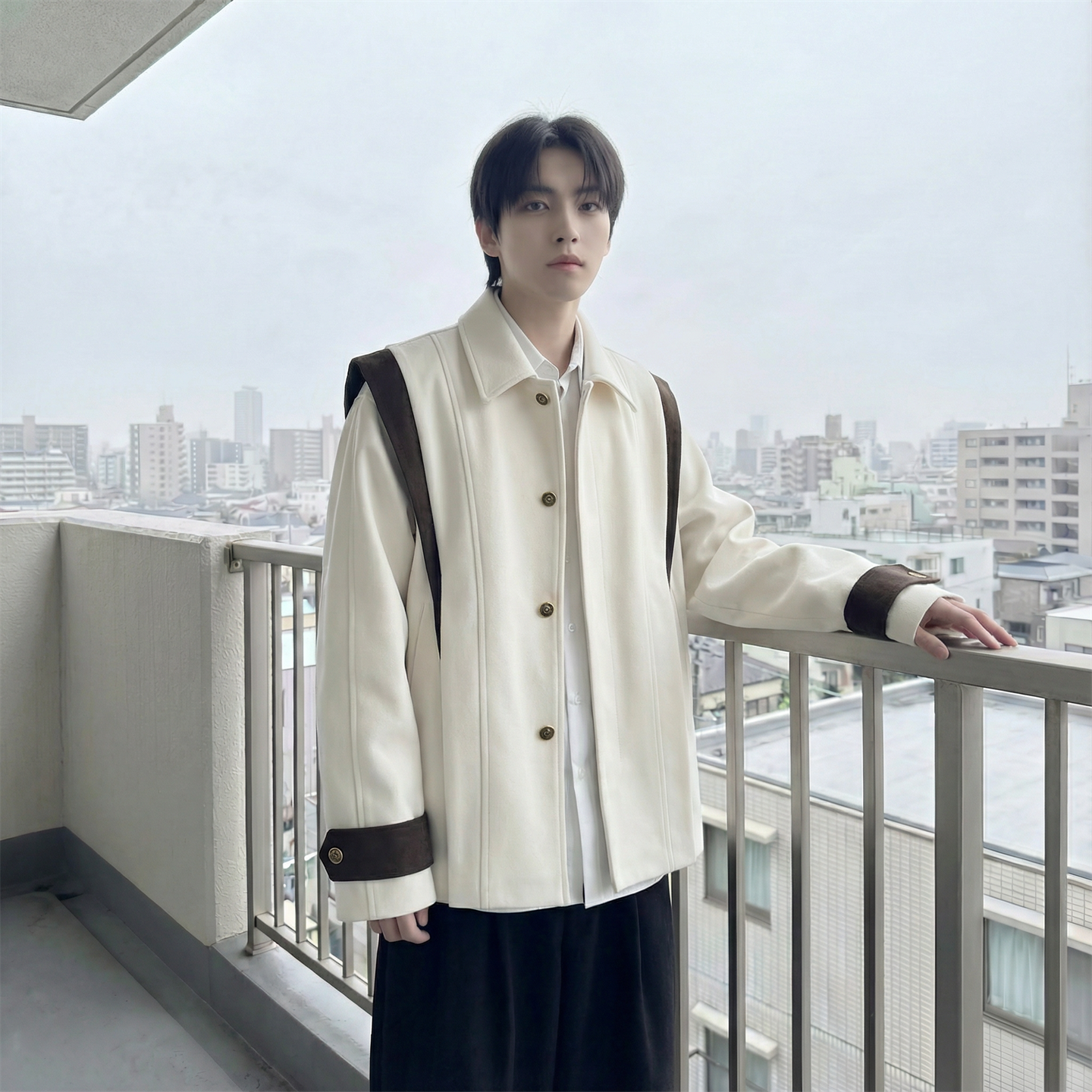 现货新款春季飞肩撞色夹克外套男设计感痞帅上衣 JK905-P108图片