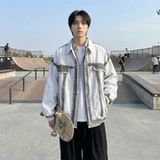 现货2026春季工装休闲夹克高级感牛仔外套JK11-P100，男装工装外套，星座1017