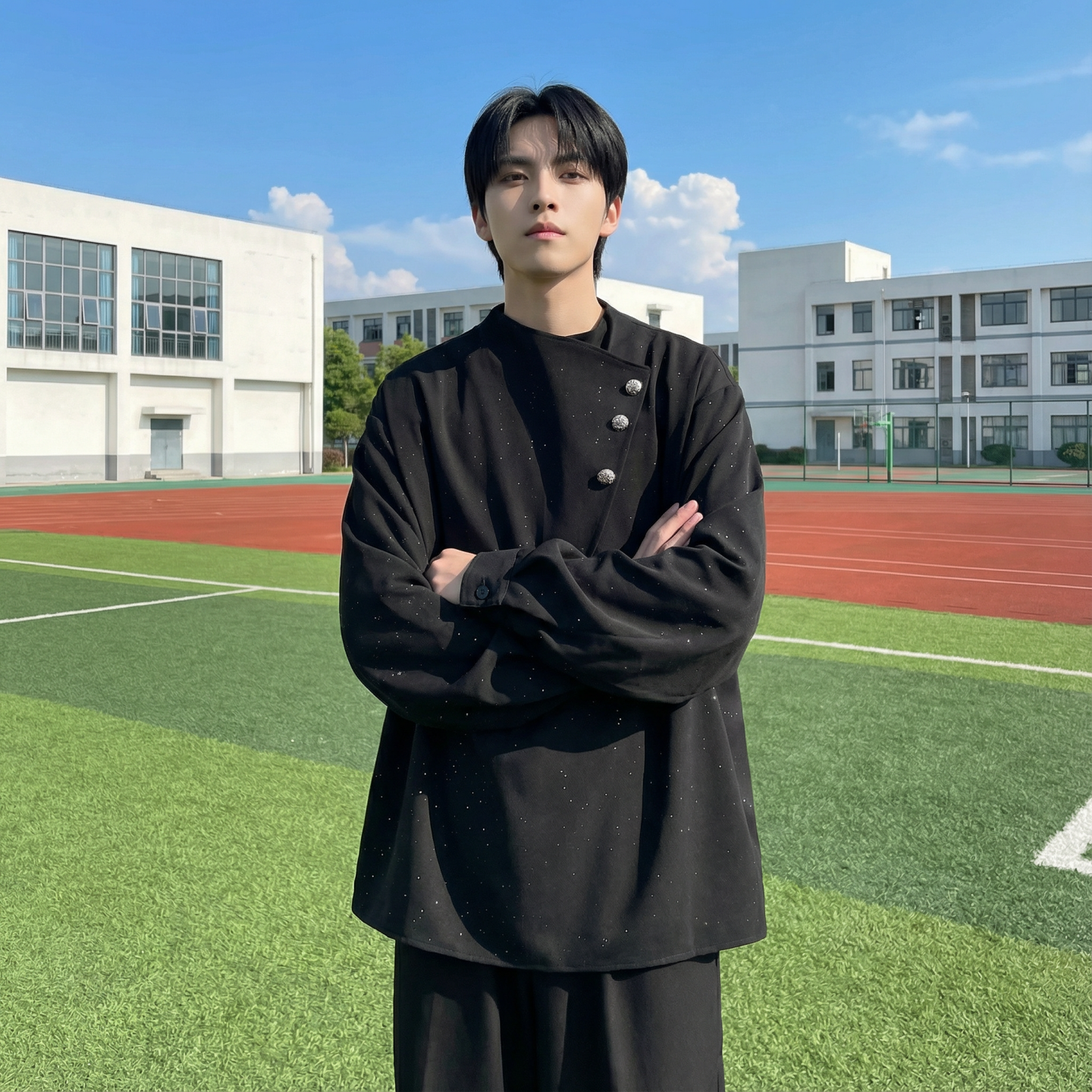 现货新中式痞帅衬衣高级感小香风衬衫微闪潮流痞帅衬衣A903-P68，男装衬衫，星座1017