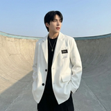 现货休闲西服男春秋宽松大码潮高级感痞帅外套西装JK342-P98，男装西服套装，星座1017