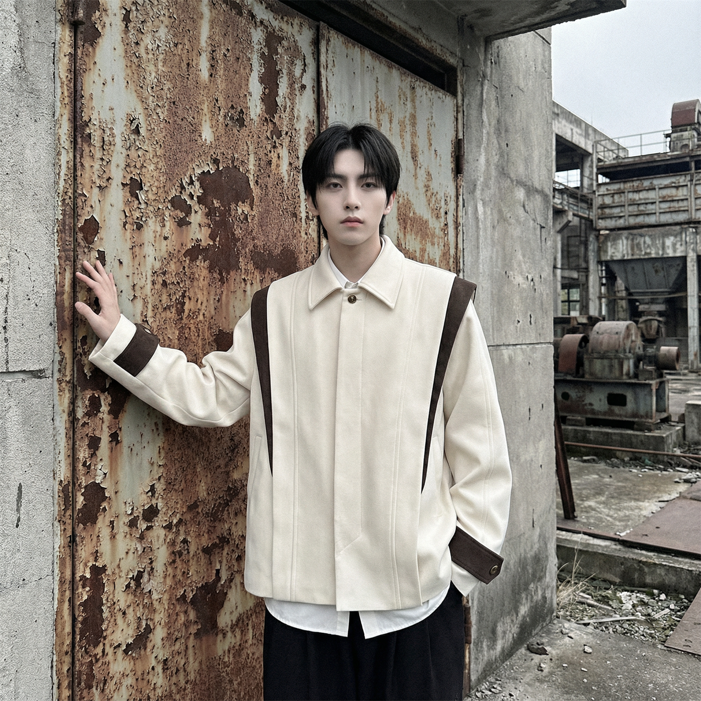 现货新款春季飞肩撞色夹克外套男设计感痞帅上衣JK905-P108，男装夹克，星座1017