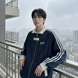 现货2026三条杠翻领夹克男宽松休闲运动外套现货R238-P68，男装夹克，星座1017