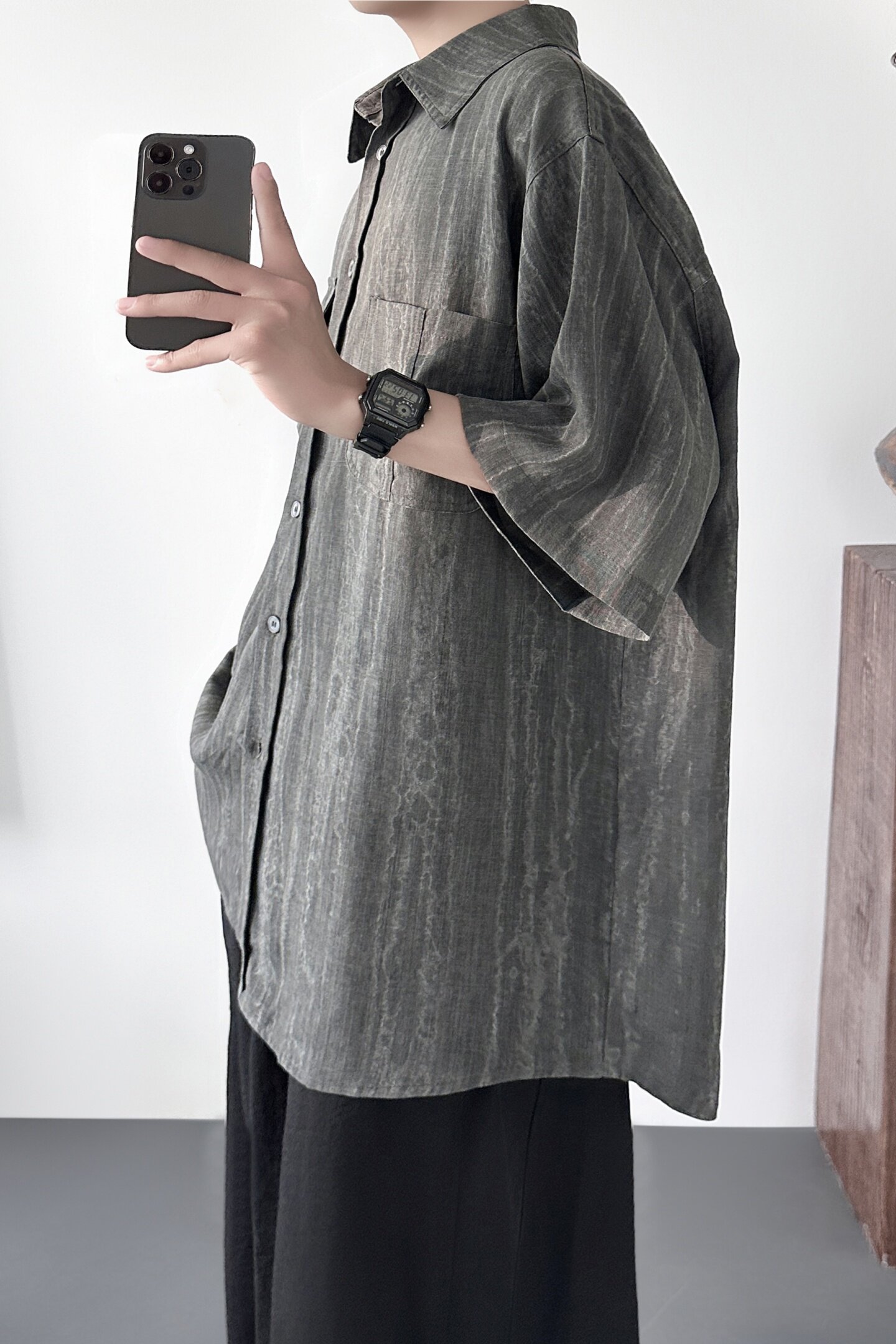 夏季新款流水纹理短袖衬衫AS931-P58,男装T恤,星座1017
