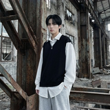 现货假两件长袖衬衫宽松衬衣港风休闲百搭上衣GK25-P58，男装衬衫，星座1017