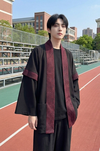 现货 春秋风蟒纹印花拼接男士道袍汉服 D3206-P78图片