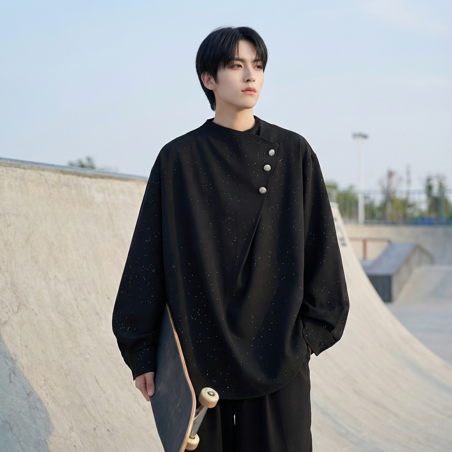 现货新中式痞帅衬衣高级感小香风衬衫微闪潮流痞帅衬衣A903-P68，男装衬衫，星座1017