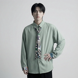 现货长袖衬衫男潮流带领带帅气港风高级感情侣衬衣FA32-P55，男装衬衫，星座1017