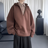 现货潮牌宽松加厚连帽假两件深V高领长袖卫衣WD908-P78，男装卫衣，星座1017