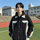 现货2026春季痞帅拼接设计感翻领夹克高级感潮流外套J24-P75，男装夹克，星座1017