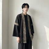 现货春秋风蟒纹印花拼接男士道袍汉服D3206-P78，男装民族服装，星座1017