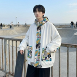 现货春款潮流涂鸦拼接夹克开衫连帽外套WT23-P75控96，男装夹克，星座1017