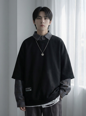 现货 2026春款假两件卫衣衬衫领复古vibe格子美式外套  A5613-P65