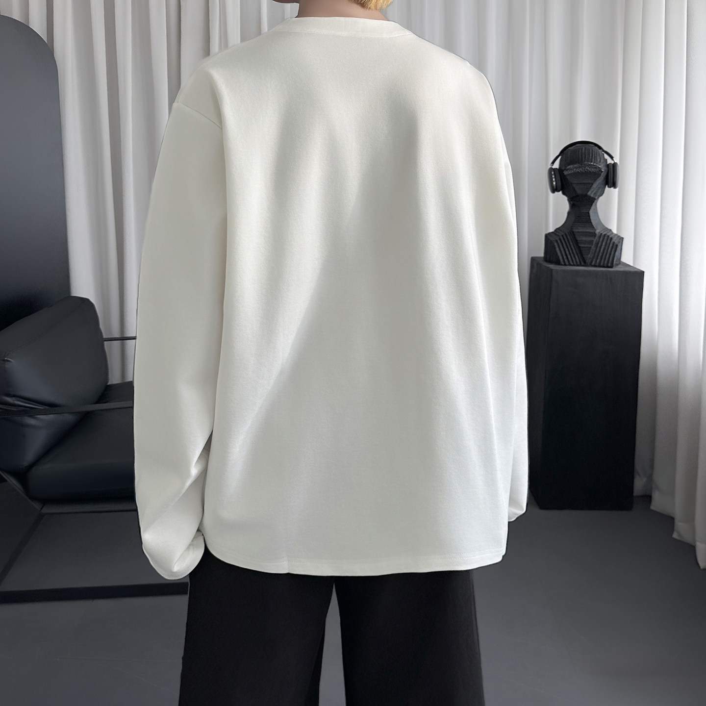 美式复古重磅醋酸莫代尔宽松长袖T恤SA237-P68,男装T恤,星座1017