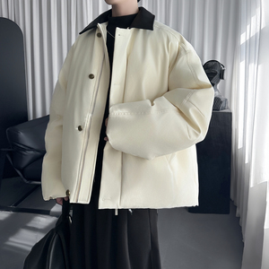 男装冬季高级感重磅防风保暖棉布拼接皮领棉服男潮 M6690-P138图片