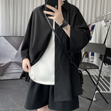 短袖休闲衬衫男痞帅七分袖衬衣bf港风CS421-P38，男装T恤，星座1017