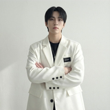 现货休闲西服男春秋宽松大码潮高级感痞帅外套西装JK342-P98，男装西服套装，星座1017