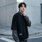 现货2026春款假两件卫衣衬衫领复古vibe格子美式外套A5613-P65，男装衬衫，星座1017