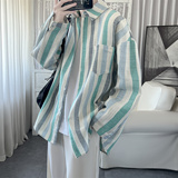 现货条纹棉麻衬衫长袖宽松休闲衬衣FC29-P55，男装衬衫，星座1017