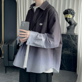 2025渐变长袖衬衫水洗褶皱宽松潮流休闲衬衣DS651-P58，男装衬衫，星座1017